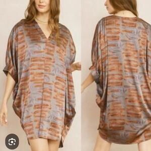 Entro Gray and Brown Shirt Dress